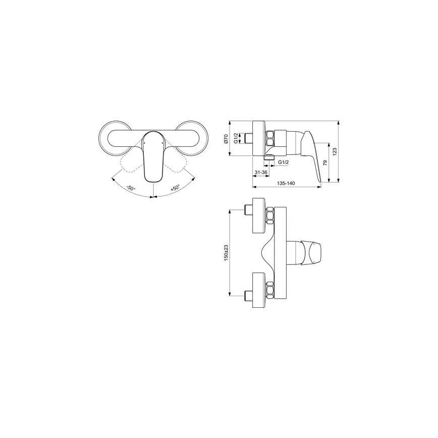 Ideal Standard B1720AA - Miješalica za tuš CERAFLEX, sjajni krom