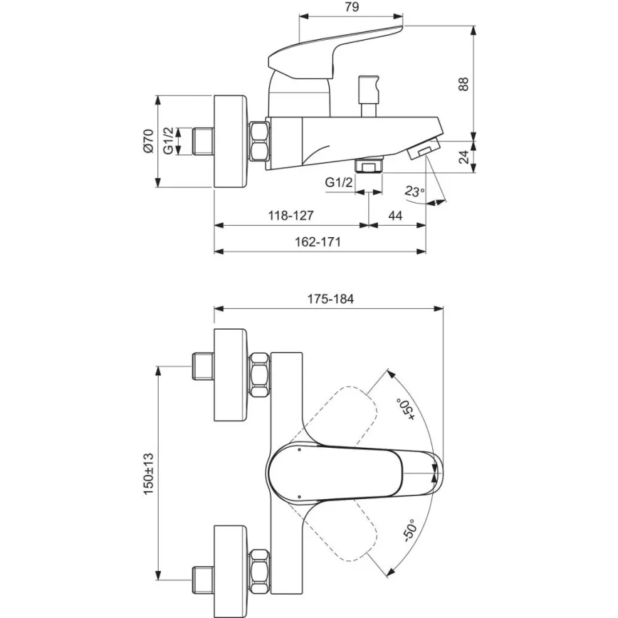 Ideal Standard B1721AA - Baterija za kadu CERAFLEX, sjajni krom