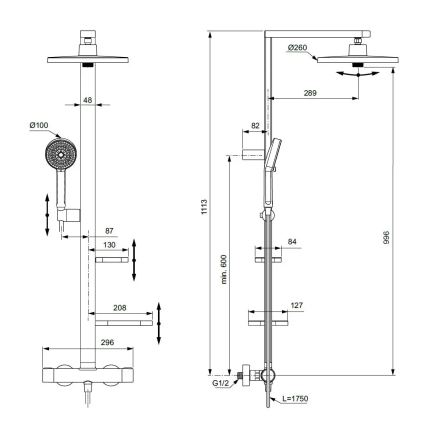 Ideal Standard BD583SI - Set za tuširanje s termostatskom mješalicom CERATHERM ALU+ u matiranom kromu
