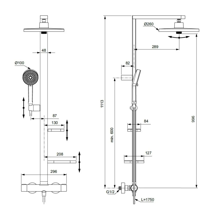 Ideal Standard BD583SI - Set za tuš s termostatskom miješalicom CERATHERM ALU+ u srebrnoj boji