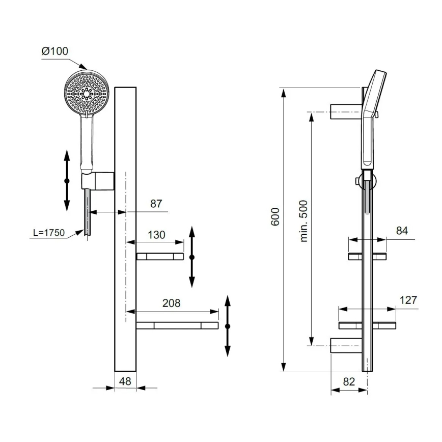 Ideal Standard BD586XG - Tuš set IDEALRAIN ALU+ u mat crnoj boji