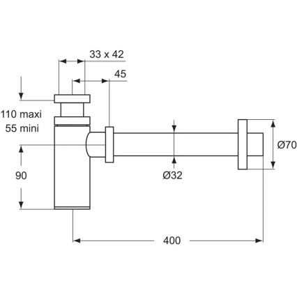 Ideal Standard D5859AA - Sifon za umivaonik, matirani krom