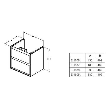 Ideal Standard E1606B2 - Kupaonski ormarić ispod umivaonika CONNECT AIR 53 x 40,9 cm bijeli