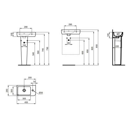 Ideal Standard T458601 - Viseći umivaonik I.LIFE S 45 x 25 cm, keramički, bijeli