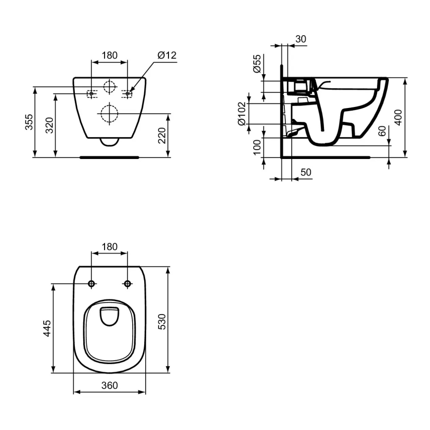 Ideal Standard T493201 - Zidni WC bez ruba TESI keramika/bijela