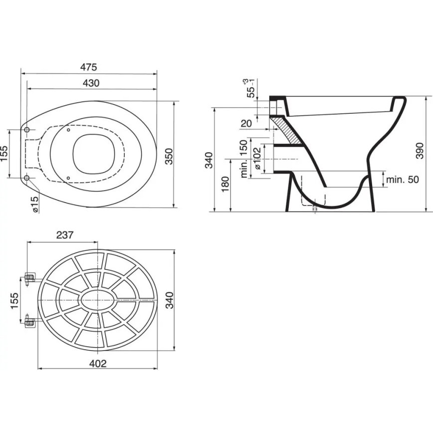 Ideal Standard VV612000 - Plastična rešetka za sudoper 34x40,2 cm siva