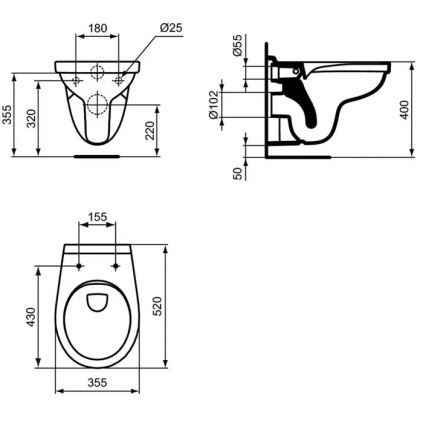Ideal Standard W331301 - Zidni WC Rimless SIMPLICITY keramika/bijela