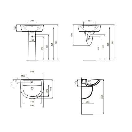 Ideal Standard W332601 - Viseći umivaonik EUROVIT 55x46 cm keramika/bijela