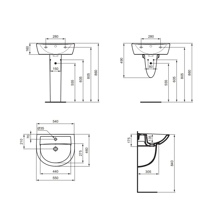 Ideal Standard W332601 - Viseći umivaonik EUROVIT 55x46 cm keramika/bijela