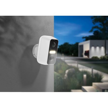 Pametna vanjska kamera s senzorom pokreta 2K, 9600 mAh, IP65, Wi-Fi Tuya, bijela
