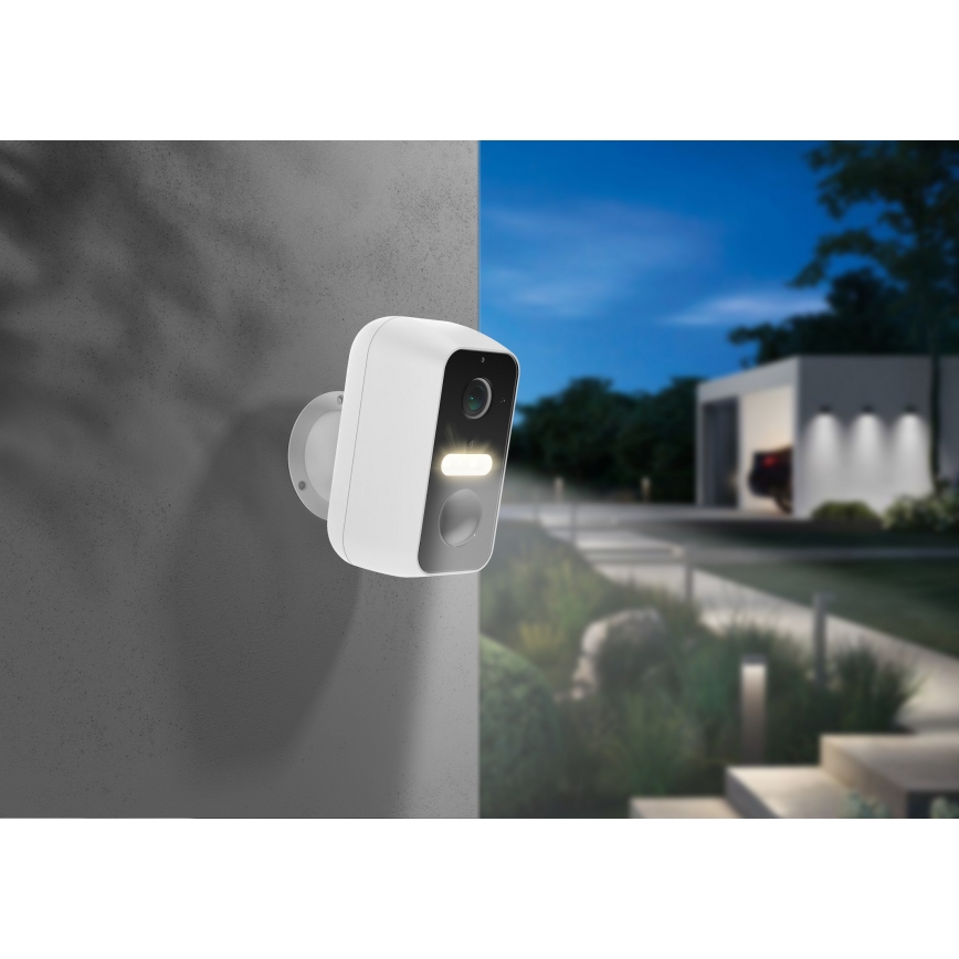 Pametna vanjska kamera s senzorom pokreta 2K, 9600 mAh, IP65, Wi-Fi Tuya, bijela