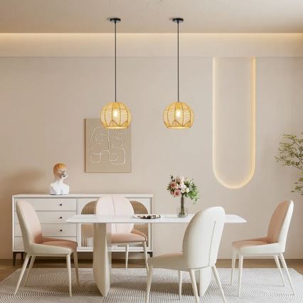 Luster na sajli PELO 1xE27/40W/230V pr. 30 cm ratan