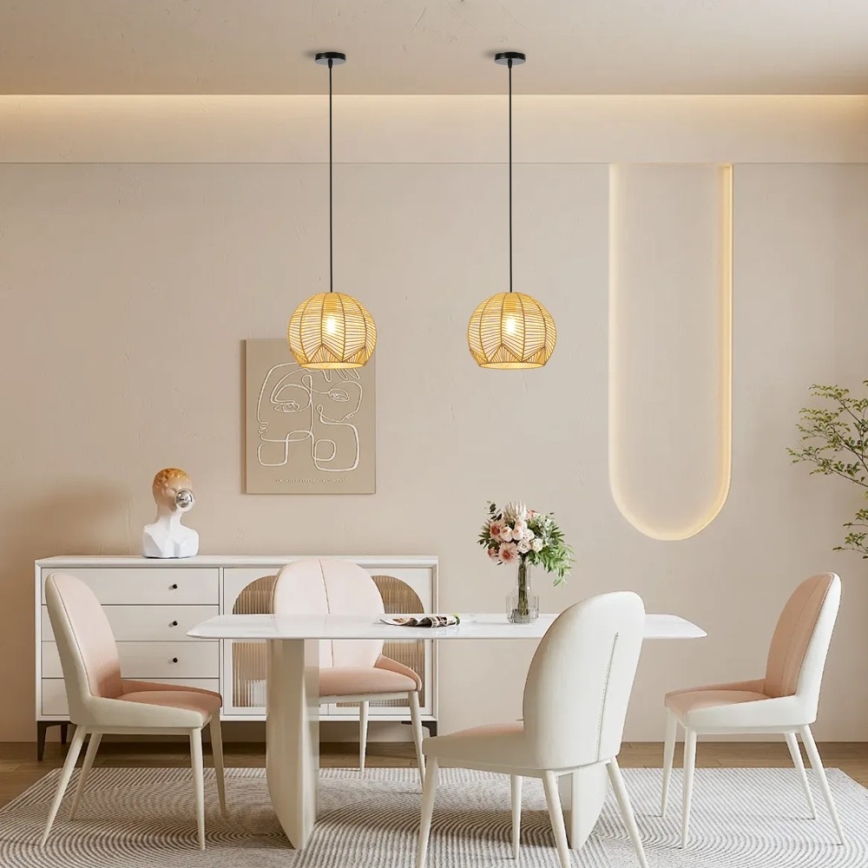 Luster na sajli PELO 1xE27/40W/230V pr. 30 cm ratan