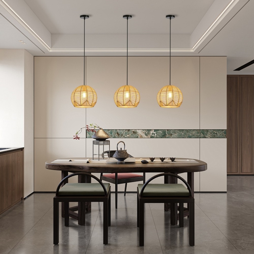 Luster na sajli PELO 1xE27/40W/230V pr. 30 cm ratan