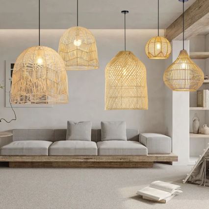 Luster na sajli PELO 1xE27/40W/230V pr. 30 cm ratan
