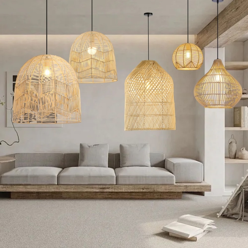 Luster na sajli PELO 1xE27/40W/230V pr. 30 cm ratan