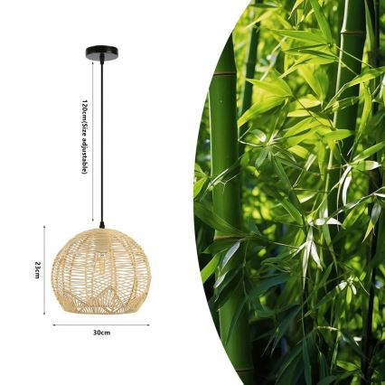 Luster na sajli PELO 1xE27/40W/230V pr. 30 cm ratan