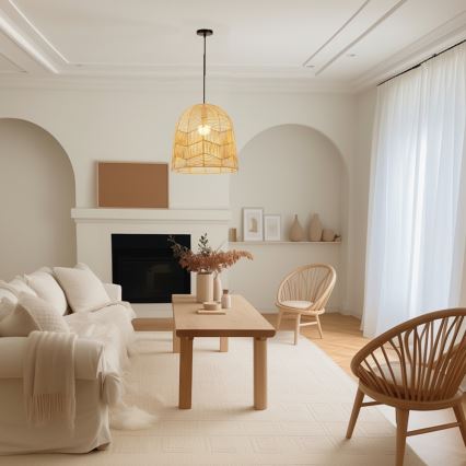 Luster na sajli PELO 1xE27/40W/230V pr. 50 cm ratan