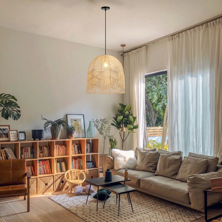 Luster na sajli PELO 1xE27/40W/230V pr. 50 cm ratan