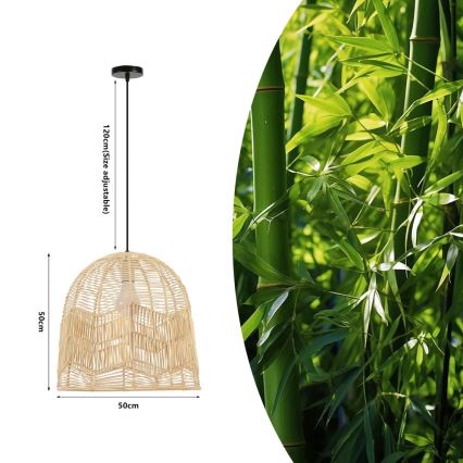 Luster na sajli PELO 1xE27/40W/230V pr. 50 cm ratan