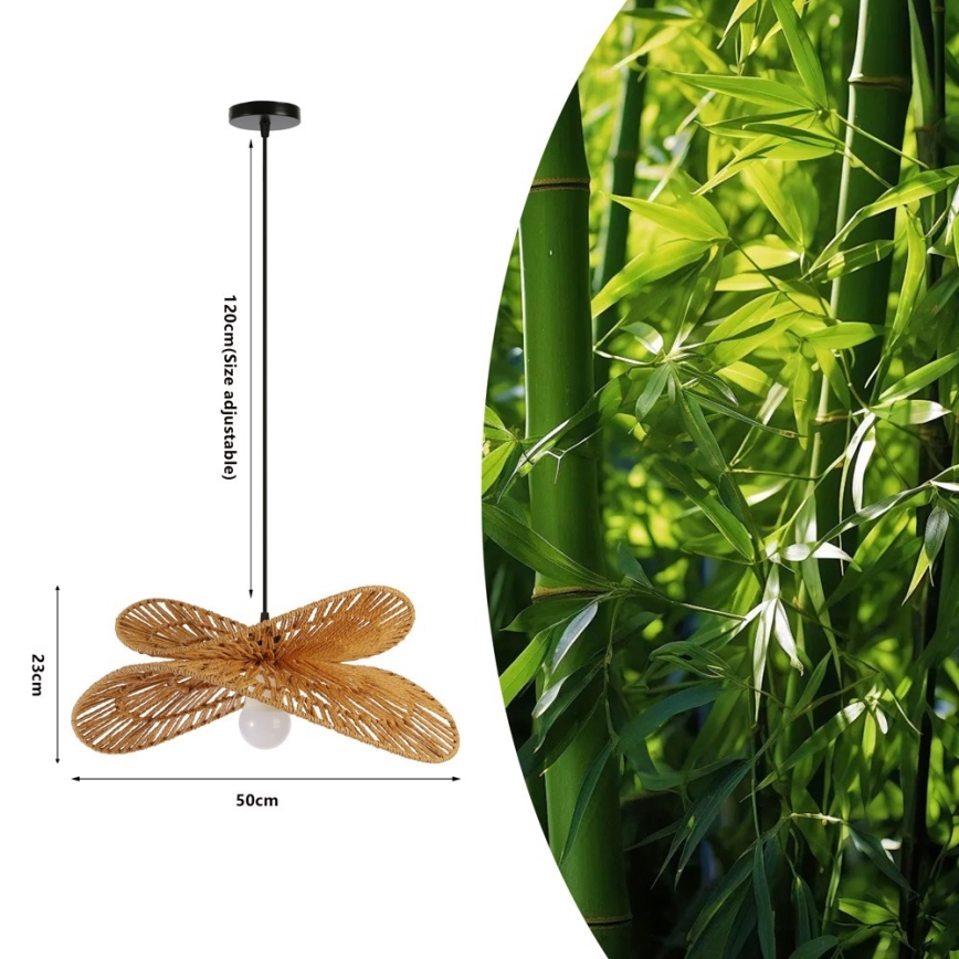 Luster na sajli MARIPOSA 1xE27/40W/230V pr. 50 cm juta