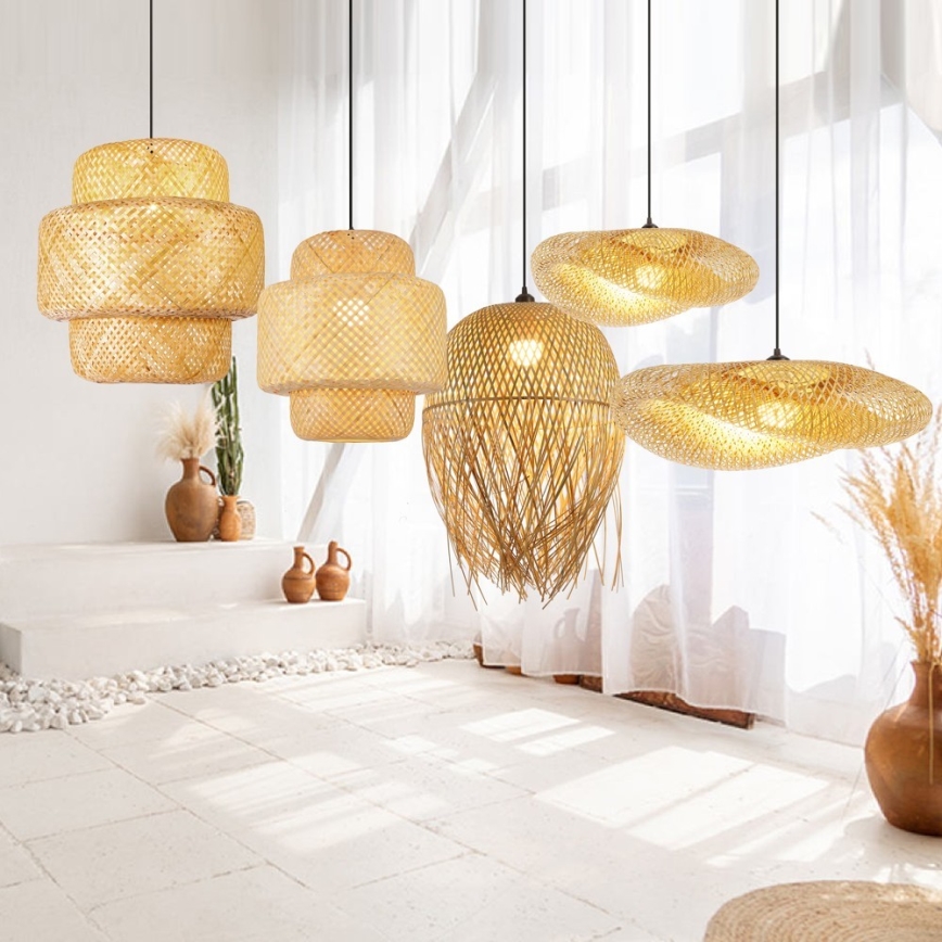 Luster na sajli HILO 1xE27/40W/230V pr. 38 cm bambus