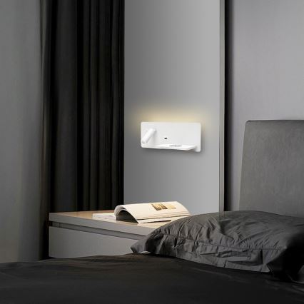 Immax 08285L - LED Zidna reflektorska svjetiljka s policom, USB portom i bežičnim punjenjem Be PREPARE LED/3W/230V + LED/3W bijela