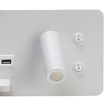 Immax 08286L - LED Zidna reflektorska svjetiljka s policom, USB portom i bežičnim punjenjem Be PREPARE LED/3W/230V + LED/3W bijela