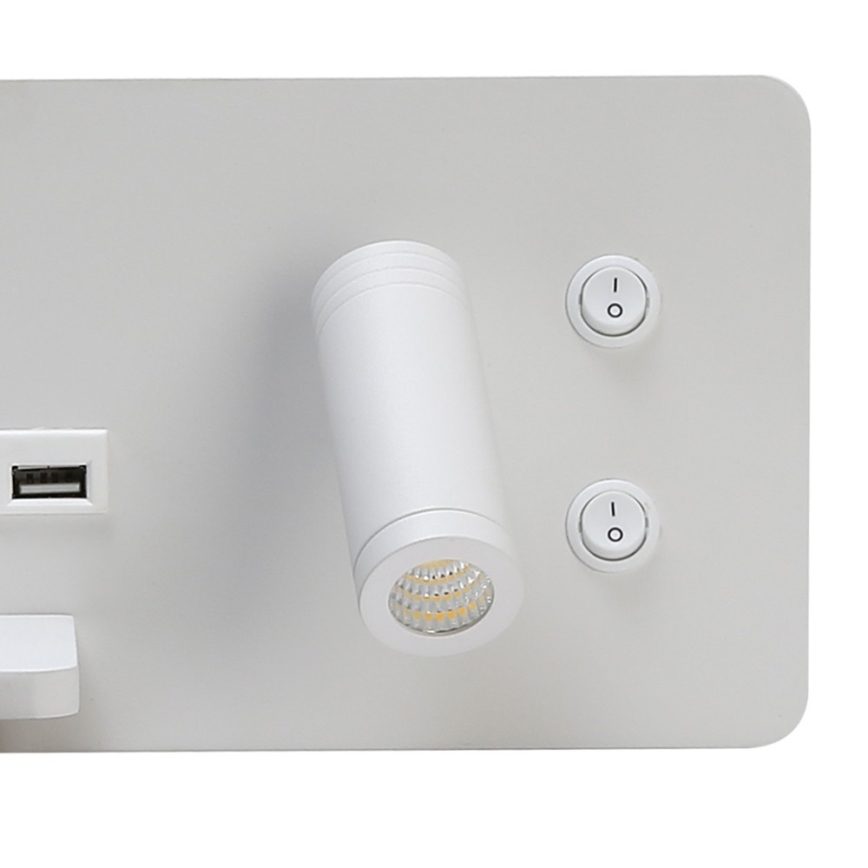 Immax 08286L - LED zidna točkasta svjetiljka s policom, USB priključkom i bežičnim punjenjem Be PREPARE LED/3W/230V + LED/3W bijela
