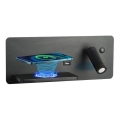 Immax 08288L - LED zidna točkasta svjetiljka s policom, USB priključkom i bežičnim punjenjem Be PREPARE LED/3W/230V + LED/3W crna