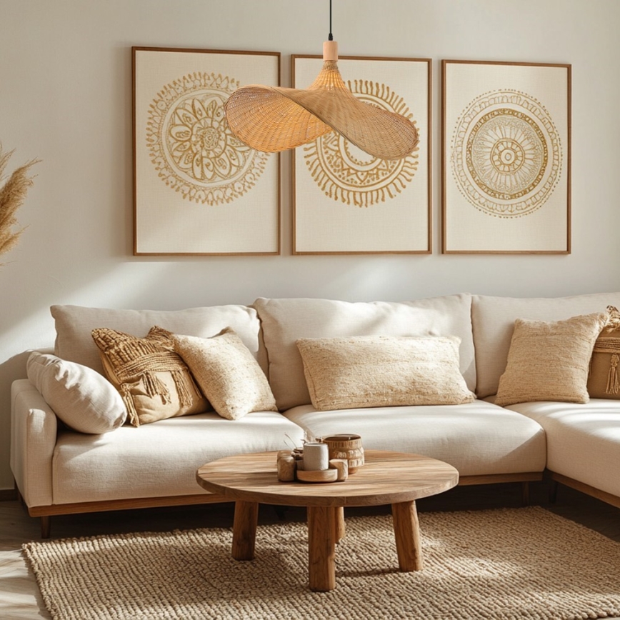 Immax 08289L - Luster na sajli SOMBRERO 1xE27/40W/230V pr. 70 cm ratan