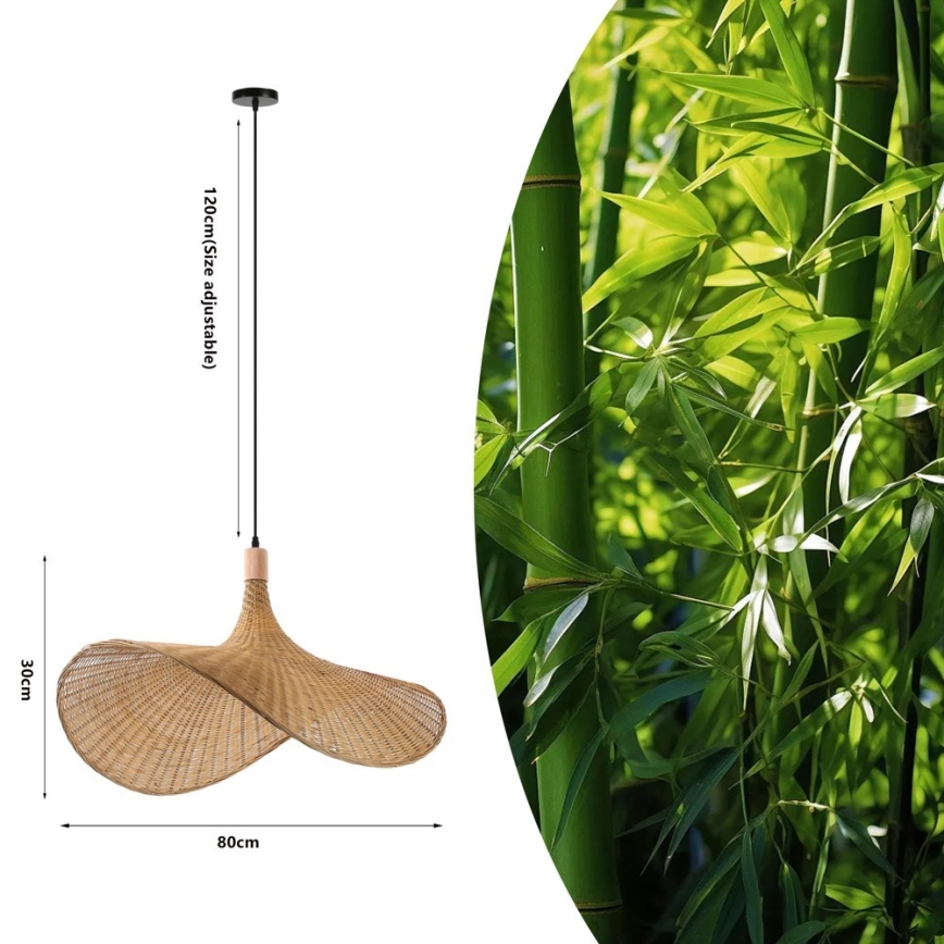 Immax 08290L - Luster na sajli SOMBRERO 1xE27/40W/230V pr. 80 cm ratan