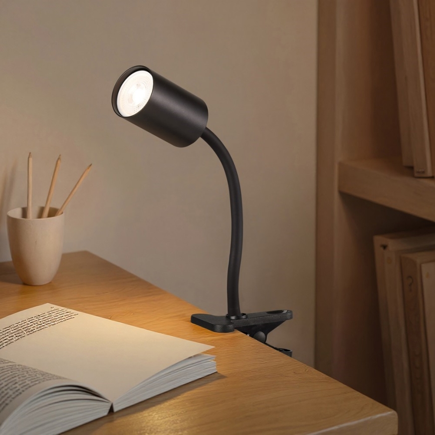 Fleksibilna lampa s kopčom PUNTO 1xGU10/9W/230V crna