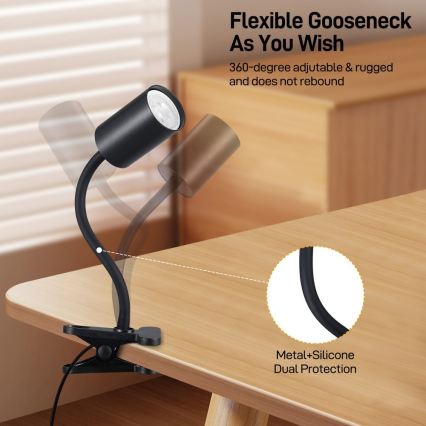 Fleksibilna lampa s kopčom PUNTO 1xGU10/9W/230V crna