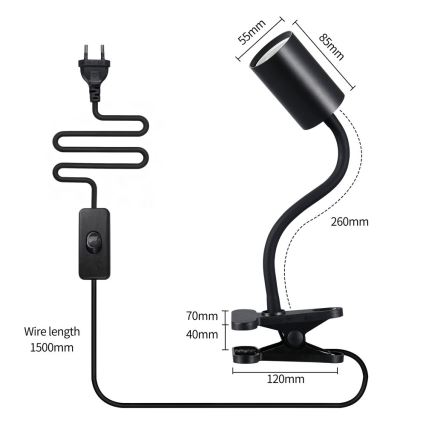 Fleksibilna lampa s kopčom PUNTO 1xGU10/9W/230V crna