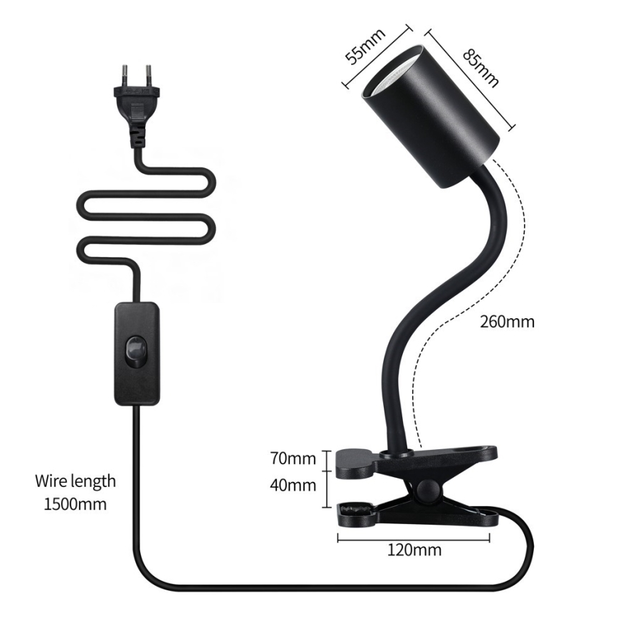Fleksibilna lampa s kopčom PUNTO 1xGU10/9W/230V crna