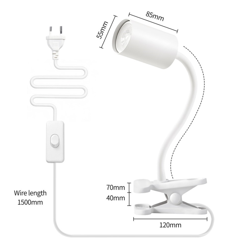 Fleksibilna lampa sa stezaljkom PUNTO 1xGU10/9W/230V bijela