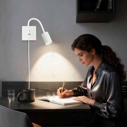 Zidna svjetiljka s USB priključkom PUNTO 1xGU10/9W/230V bijela