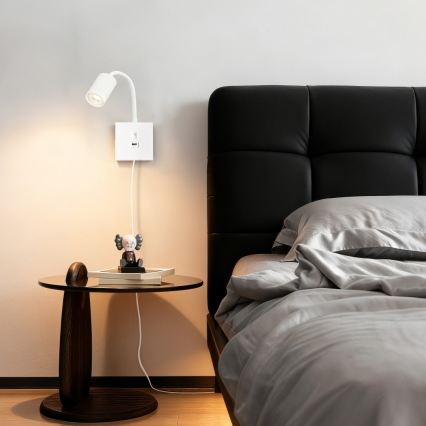 Zidna svjetiljka s USB priključkom PUNTO 1xGU10/9W/230V bijela