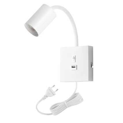 Zidna svjetiljka s USB priključkom PUNTO 1xGU10/9W/230V bijela
