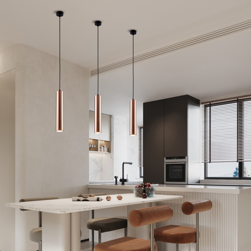 Luster na kabelu PUNTO 1xGU10/9W/230V ružičasto zlato
