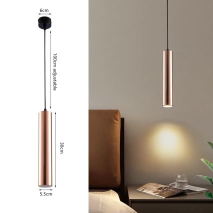 Luster na kabelu PUNTO 1xGU10/9W/230V ružičasto zlato