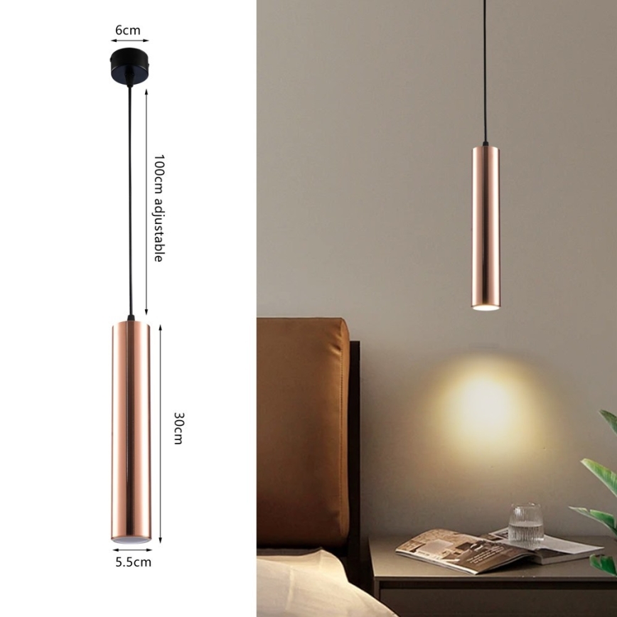 Luster na kabelu PUNTO 1xGU10/9W/230V ružičasto zlato