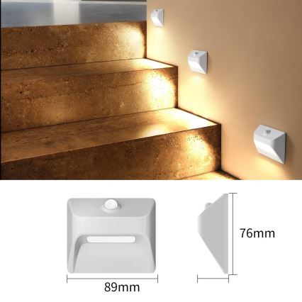Immax 08308L - LED punjivo svjetlo za stepenice sa senzorom STEP LIGHT LED/0,3W/3,7V 2200 mAh IP53 bijela