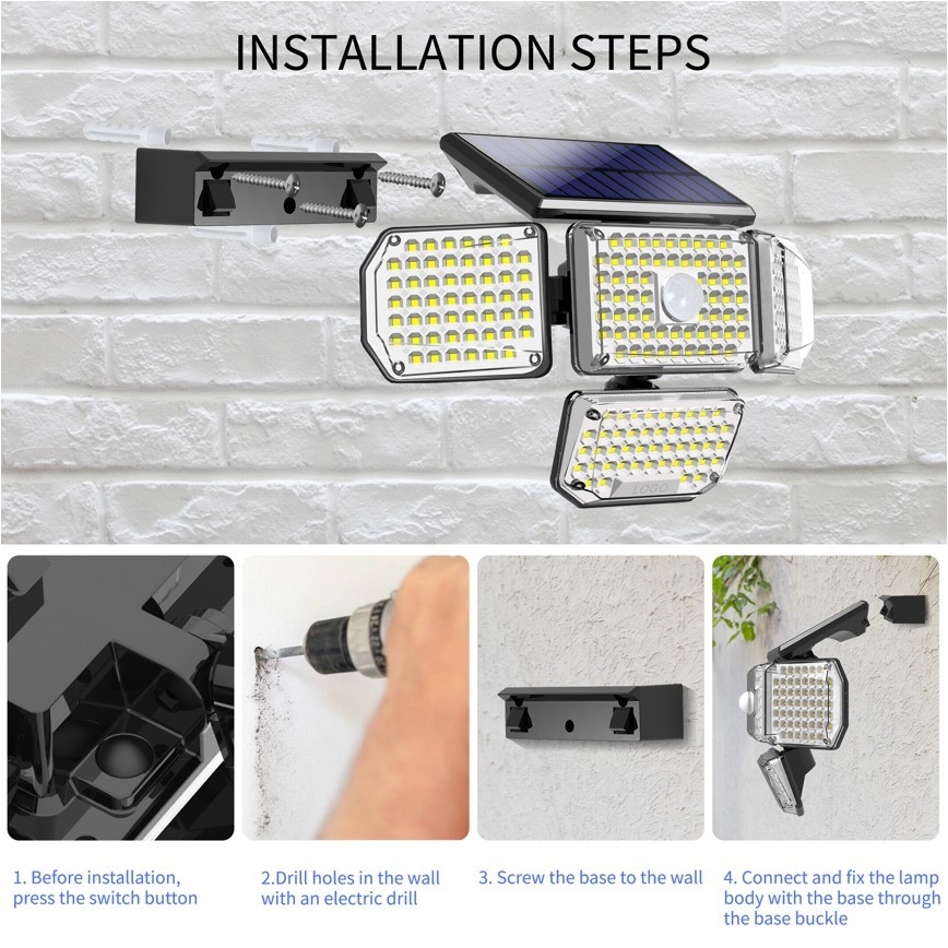 LED Solarna zidna svjetiljka sa senzorom LED/5W/5,5V IP65 2400 mAh