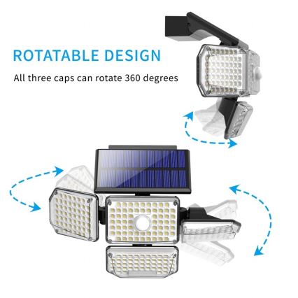 LED Solarna zidna svjetiljka sa senzorom LED/5W/5,5V IP65 2400 mAh