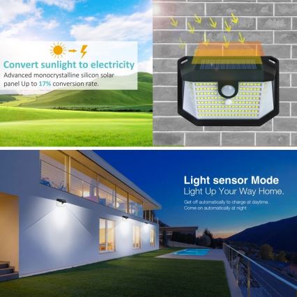 LED Solarna zidna svjetiljka sa senzorom LED/4W/5,5V IP65 1200 mAh