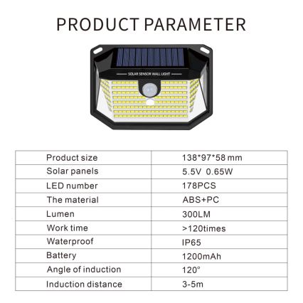 LED Solarna zidna svjetiljka sa senzorom LED/4W/5,5V IP65