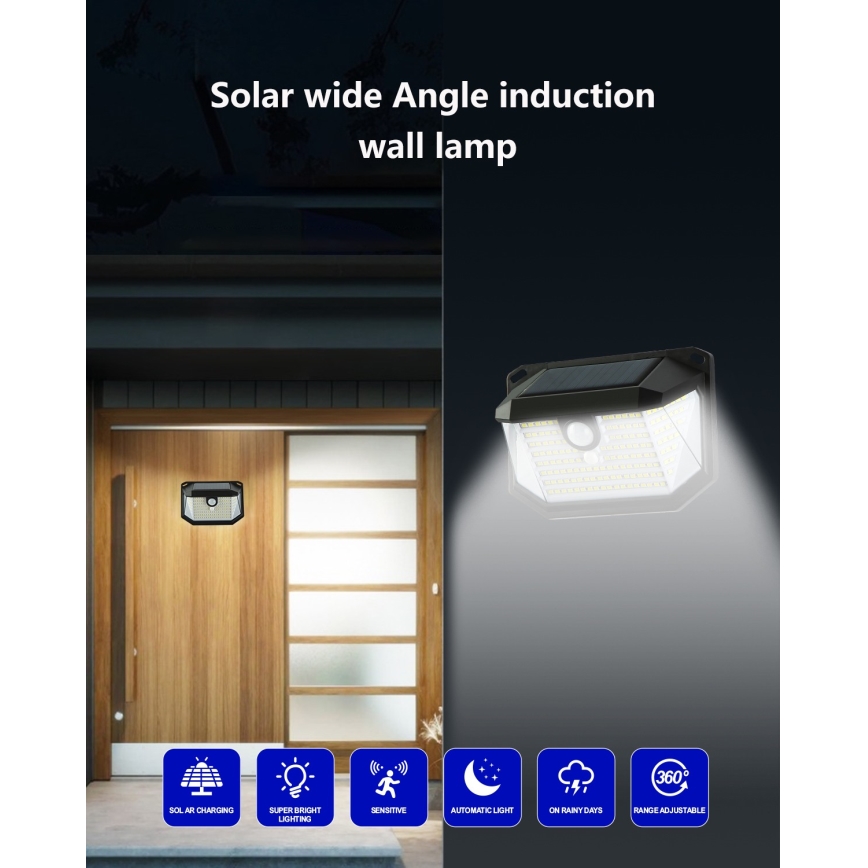 LED Solarna zidna svjetiljka sa senzorom LED/4W/5,5V IP65 1200 mAh