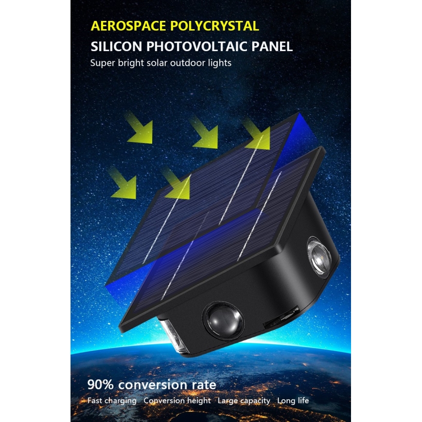 LED Solarna zidna svjetiljka sa senzorom LED/2W/5V IP54